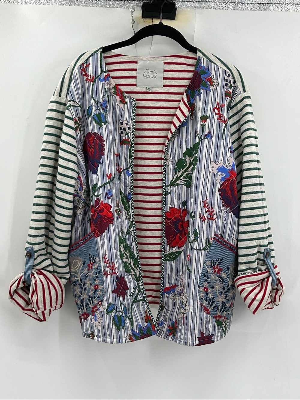 John Mark Multicolor Quilted Floral Patchwork Jacket Size XL